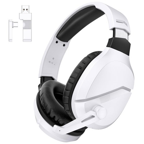 WolfLawS Wireless Gaming Headset with Noise Canceling Microphone for PS5, PC, PS4, 2.4G/Bluetooth Gaming Headphones with USB and Type-c Connector, Wired Mode for Controller