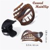 Oneasmot 2 Pcs Flat Hair Clips for Women French Concord Claw Clips for Thick Hair Strong Hold No Slip Grip Hair Claw Clip Matte Hair Clips for Thin Hair, Black & Amber