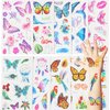 duahappy 100 Pcs Cartoon Butterfly Glitter Temporary Tattoos for Kids, Bohemia Waterproof Temporary Tattoo, Kid Face Fake Tattoo Stickers, Girls Theme Party Butterflies Tattoos Gifts Favors