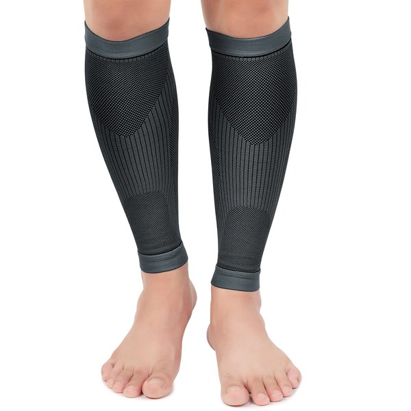 KEKING® Calf Compression Sleeves for Men Women, Leg Compression Sleeves, Footless Compression Socks for Running, Shin Splint Support for Sports, Varicose Vein Treatment Legs & Pain Relief, Gray L/XL