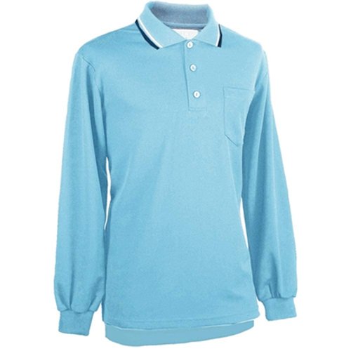 Smitty | BBS-301 | Major League Style Long Sleeve Performance Mesh Umpire Shirt | Accommodate Chest Protector | Baseball Softball | Umpire's Choice! (Powder Blue with Navy & White Trim, 2XL)