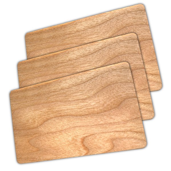Ninja Pop 3pcs - Reddish-Brown Cherry Wood NFC Ntag215 NFC Cards - Laser Engraver Ready - Custom Digital Business Cards