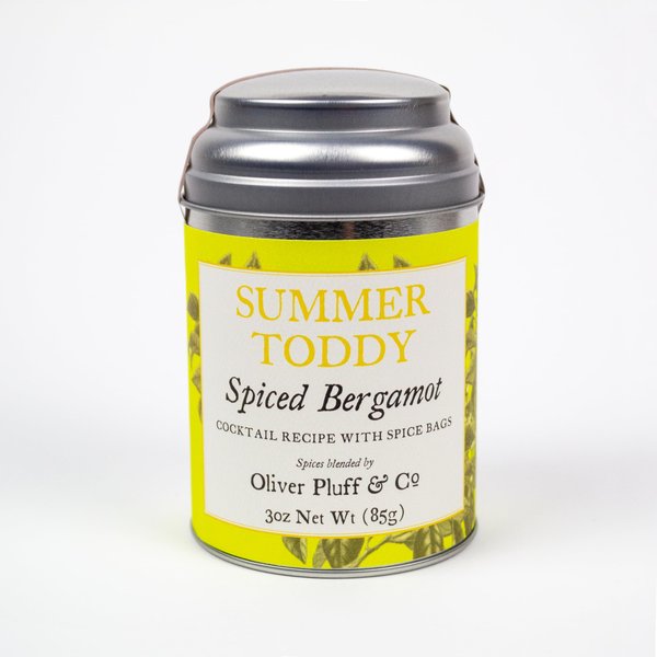 Oliver Pluff & Co. Spiced Bergamot Summer Toddy | Cinnamon Sticks, Black Tea, Ginger, Lemon Peel, Cloves, Bergamot | Spiced Tea Blend for Drinks | Brews 3 Gallons | 3 oz