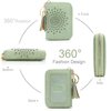 APHISON RFID Credit Card Holder Zipper Card Case Small Wallets for Women Leather Sunflower style Ladies Girls/Gift Box 1927 GREEN
