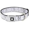 Dog Collar Seatbelt Buckle Tinker Bell Poses Stars Outline White Black 13 to 18 Inches 1.5 Inch Wide