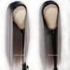 Lezaxiu Gray Lace Front Wig Long Straight Hair Wigs Ombre Grey Wig Heat Resistant Fiber Hair Synthetic Lace Front Wigs for Fashion Women 24 Inch