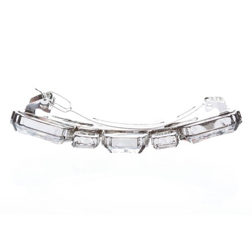 Bridal Wedding Prom Jewelry Crystal Multi Shapes Cut Dazzle Hair Barrette Clip Silver