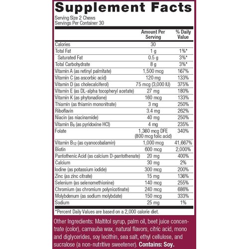 Bariatric Advantage Multi Chewy Bite, Soft Chew Multivitamin for Bariatric Surgery Patients Including Gastric Bypass and Bariatric Sleeve - Dark Cherry Flavor, 60 Count