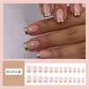 24Pcs Gold French Tip Press on Nails Medium Length Fake Nails Square Matte Glossy Design French False Nails Reusable Artificial Nails Full Cover Glue on Nails for Women Girls Acrylic Nails Decorations