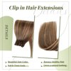 Balayage Hair Extensions Clip in Human Hair Blonde Highlighted Clip in Extensions Real Human Hair Brown and Caramel Blonde Highlight Invisible Clip in Hair Extensions with Full Ends 15 Inch 70G 5PCS