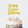 Pre-Strung It's My Golden Birthday Banner including 1 PC Happy Golden Birthday Cake Topper Set for Golden Birthday Party Glitther Gold Happy Birthday Decorations Gold Birthday Party Supplies