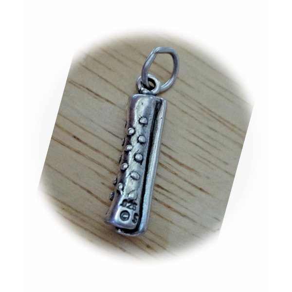 New Sterling Silver 3D 21x5mm Hair Perm Rod Roller Hairdresser Charm CII2868SEE