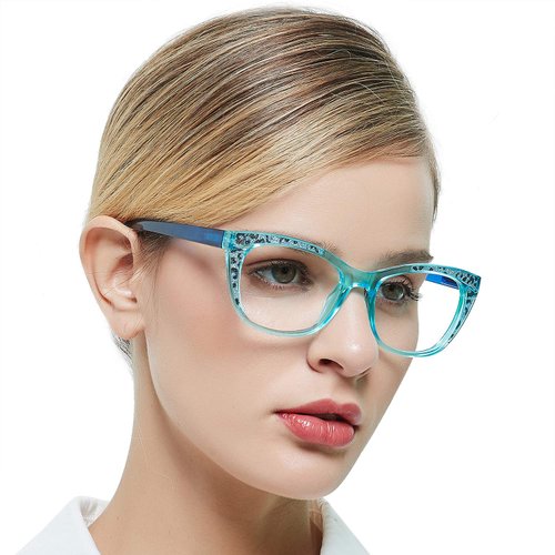OCCI CHIARI Clear Reading Glasses Women 6.0 Stylish Readers 1.0 1.25 1.5 1.75 2.0 2.25 2.5 2.75 3.0 3.5 4.0 5.0 6.0 (Blue, 6.0)