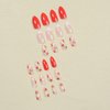 24Pcs French Tip Press on Nails Medium Almond Fake Nails Cute False Nails with Flower Strawberry Designs Full Nail Tips Natural Reusable Stick on Nails Full Cover Glue on Nails for Women Girls