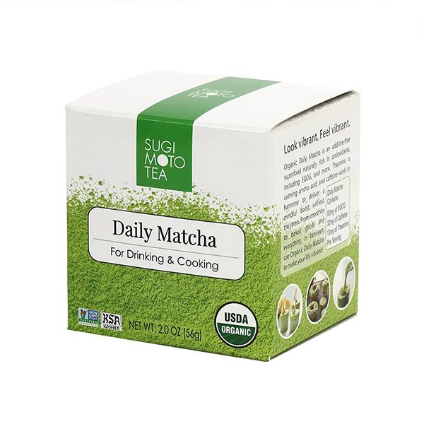SUGIMOTO TEA Japanese Organic Daily Matcha Powder 2.0 oz (57 g), Unsweetened Green Tea Powder Best for Drink and Food Made in Shizuoka Japan