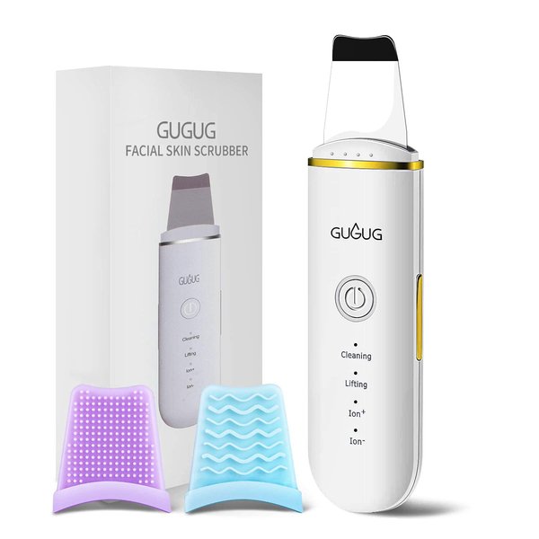 GUGUG Skin Scrubber Face Spatula Skin Spatula Pore Cleaner Blackhead Remover Tools for Facial Deep Cleansing-4 Modes -White