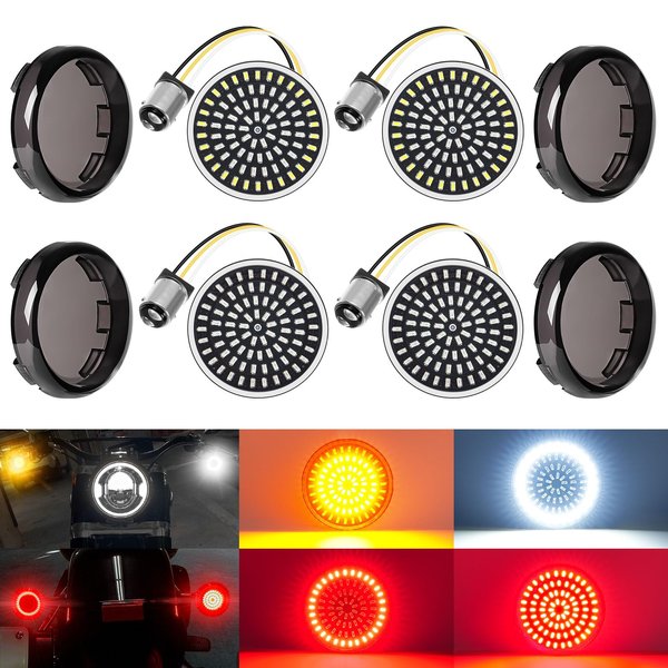 Benlari 1157 LED Turn Signals Front Rear 81 LED Lights Super Bright 1156 Bulbs Lens Covers Kit 1986-2024 Compatible for Harley Davidson Touring Dyna Softail Sportster Street Glide Road Glide Iron 883