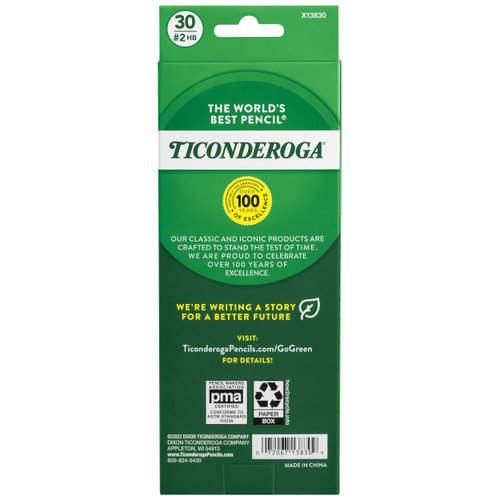 Ticonderoga Wood-Cased Pencils, Pre-Sharpened, 2 HB Soft, Yellow, 30 Count