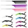 Rat Tail Combs and Hair Clips: 3Pcs Rat Tail Combs，Parting Comb for Braids, Metal Long Steel Pin Rat Tail Teasing Combs and 7Pcs Alligator Styling Sectioning Clips of Professional Hair Salon Quality