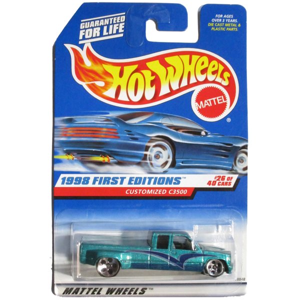 Hot Wheels - 1998 First Editions - Customized C3500 - Chevy Pickup - Die Cast - Green - #26 of 40 - Collector #663 - Limited Edition - Collectible 1:64 Scale