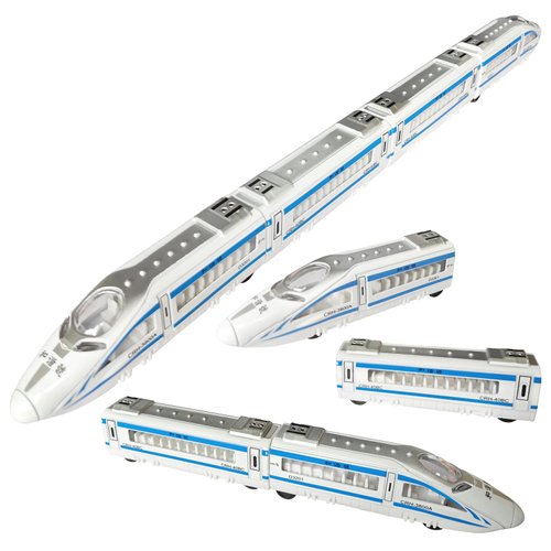 OTONOPI Toy Train Set Die-cast Bullet Train Magnetic Railway High Speed Harmony Train Subway City Train Set Locomotives Pull Back Toy for Kids Age 3+ Home Decoration Pack of 4pcs