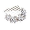 ACCESSORIESFOREVER Women Bridal Wedding Jewelry Crystal Rhinestone Pearl Floral Hair Comb Pin Silver