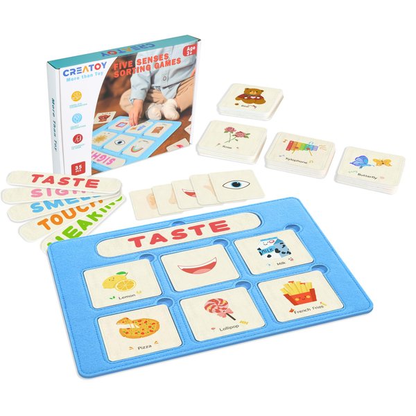 Creatoy Montessori Busy Board for Toddlers Learning Activities Kids Sensory Sorting Toys to Learn 5 Senses and Develop Fine Motor Skills, Autism Speech Therapy Toys Homeschool Must Haves
