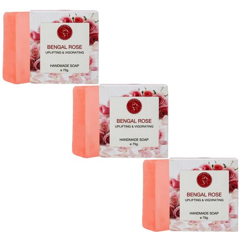 AATMANA Bengal Rose Handmade Natural Bar Soap for Men & Women, Moisturizing Body & Face Soap, 7.9 Oz Soap Bars (3 Soap Set)