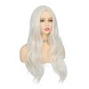 Tseses White Curly Long Wigs for Women Wavy Middle Part Natural Looking Heat Resistant Wigs Daily Use Halloween Party Hair(27.5 inch