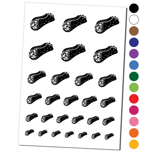Cannoli Italian Dessert Temporary Tattoo Water Resistant Fake Body Art Set Collection - Brown (One Sheet)