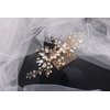 Kercisbeauty Wedding Bridal Bridesmaids Flower Girl Crystal and Pearl Side Hair Comb Slide Headpiece Long Curly Bun Hair Accessories for Prom (Gold)