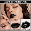 Black Matte Liquid Lipstick,3 in 1 Black Lip Liner and Lipstick Set,Matte Lip Gloss Long Lasting Moisturizing Velvet Lipgloss Make Up Gift Set Cosplay Goth Halloween Special Effects Makeup Kit