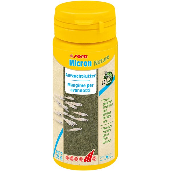 Sera Micron Nature 50ml (1,7 fl oz) | Ultra-Fine Fry Food with Krill & Spirulina for Fish & Amphibian Larvae | Free from Dyes & Preservatives | Supports Growth & Color