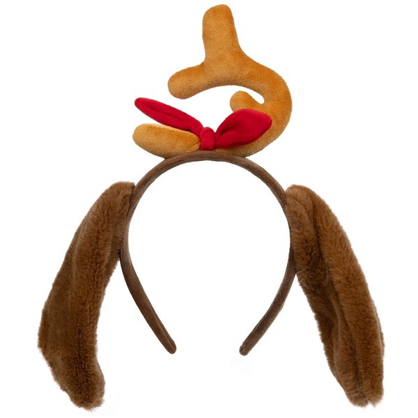 Sumkita Deer Antler Headband Dog Ears Deer Antlers Headband Deer Horn Hairband Reindeer Costume Accessories Realistic Animal headbands Funny Party Decorations for Women&Men (1 pcs)