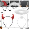 U-Zomir Angel Halo & Devil Horns Headband Set- White Feather Angel Halo Headband and Glitter Red Devil Horns, Halloween Angel and Devil Costume Accessories for Women Adults Cosplay Party Supplies