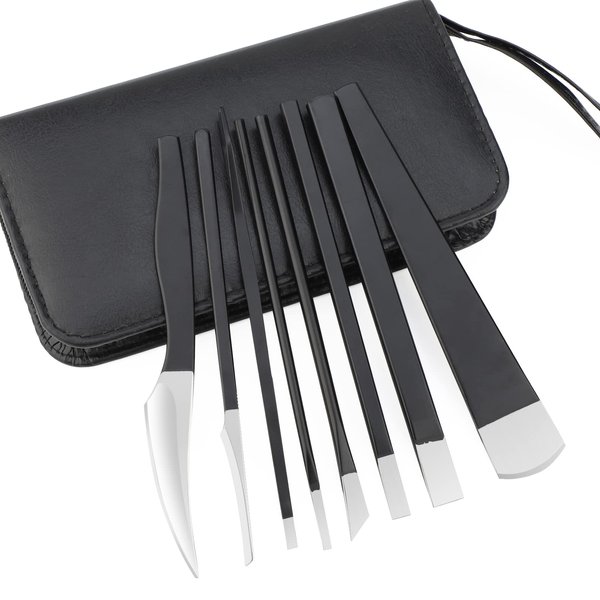 PARTURI Pedicure Knife Kit, 8pcs Black Foot Dead Callus Remover Stainless Set, Professional Ingrown Toenail Steel Tools, Feet Skin Care Nail File Tool Manicure Clippers Cuticle Scraper Toe Shaver