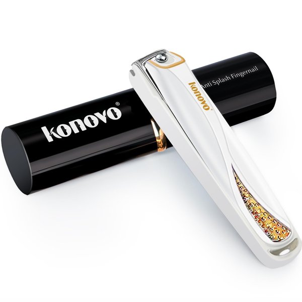 Konovo Nail Clippers for Women, Nail Clippers With Catcher, Nail Clippers With File, Fingernail Clippers for Girls Toenail Clippers Nail Trimme Nail Cutter Portable Female-focused Nail Clipper (white)