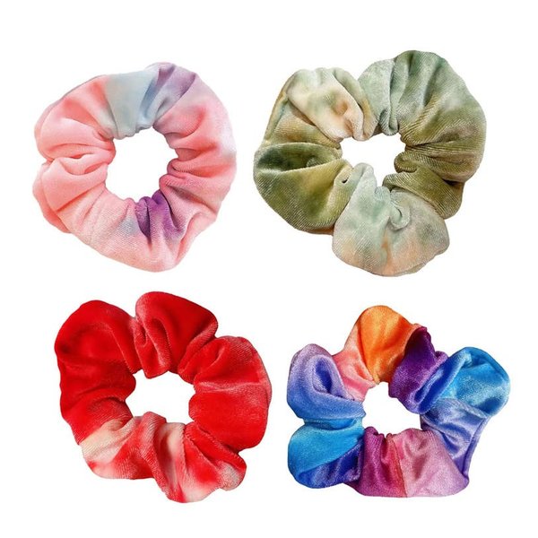 Aimeely Women Girls Gradient Color Elastic Hair Scrunchies Dye Stylish Soft Velvet Hair Ties 4 Count