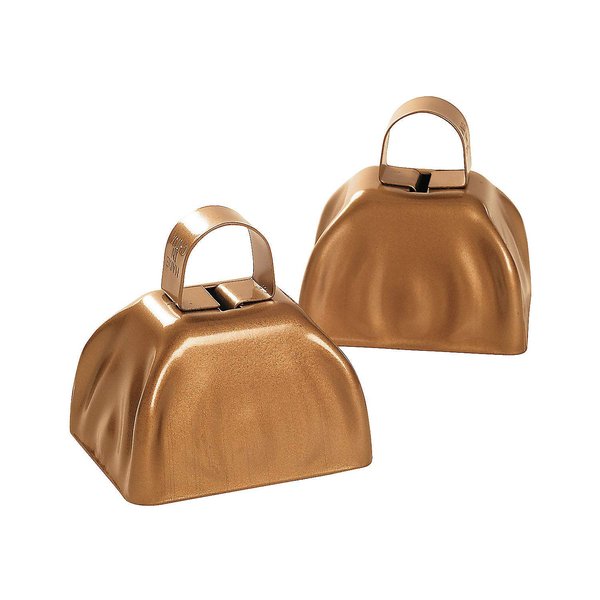 Fun Express - Metallic Gold Cowbells for Wedding - Toys - Noisemakers - Spirit Noisemakers - Wedding - 12 Pieces