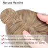 S-noilite 150% Density Human Hair Toppers with Bangs Silk Base Clip in Hair Topper For Women with Thinning Hair Cover Gray Hair Clip on Top Hairpieces For Short Hair 6 Inch 27g #27 Dark Blonde