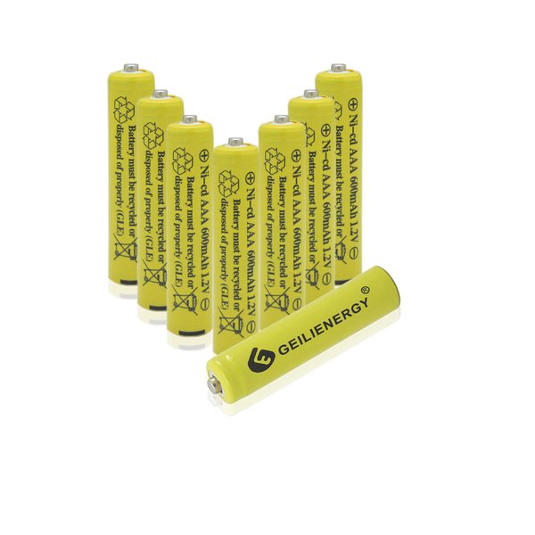 GEILIENERGY 1.2v AAA NiCd 600mAh Triple A Rechargeable Battery Cell for Solar Lights Garden Lamp(8 PCS)