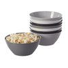 US Acrylic Fresco 28 oz. Plastic Stackable Snack Bowls for Cereal and Ice Cream in Grey Colors | Set of 8 | 6-inch Reusable, BPA-Free, Made in the USA, Dishwasher Safe Dinnerware