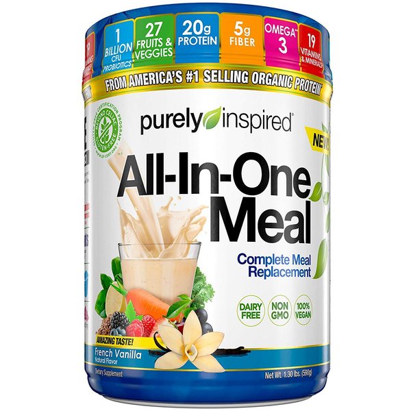 Meal Replacement Shake, Organic | Purely Inspired All-in-One Plant Based Protein Powder for Women & Men Shake Vanilla, 1.3 Pounds