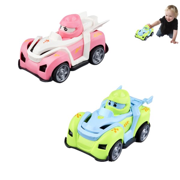 Johehe Racing Car Toys,2 Pack Infant Play Vehicle Set,Baby Press Go Friction Car Toys for 3-5 Years,Pull Back Press and Go Cars for Toddler Toys 3+ Birthday Gift Boys and Girls