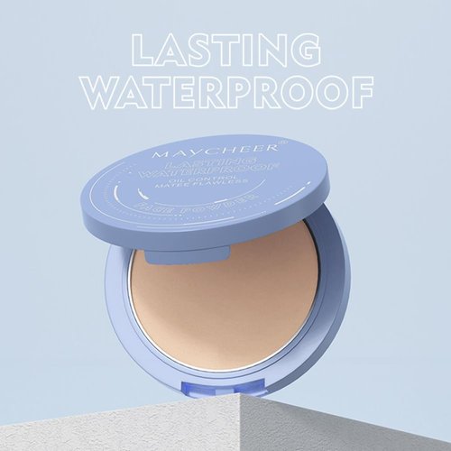LAMUSELAND Pressed Powder Compact, Oil Control Brighten Skin Color Face Powder, Whitening Highlighting Face Makeup Tools for Women Girls (JG03)