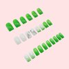 Green Press on Nail Short Square Artificial Acrylic Nails White Green Stripe False Nails Glitter Broken Diamond Design Fake Nails Full Cover Glossy Reusable Coffin Nails Glue on Nails for Women 24Pcs