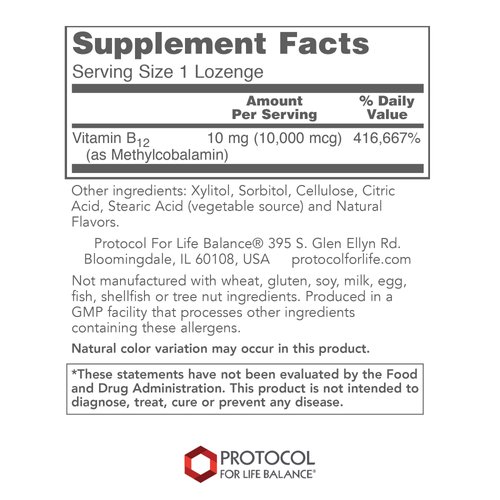 Protocol Methyl B12 10,000mcg - Vitamin B12 - Energy Support and Brain Supplement - 60 Lozenges