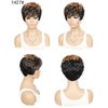 Short Pixie Cut Wig Synthetic Short Curly Wigs for White/Black Women Shot Layered Wavy Hair Wig With Bangs,Daily Wig (Mixed black&blonde 1H27#)