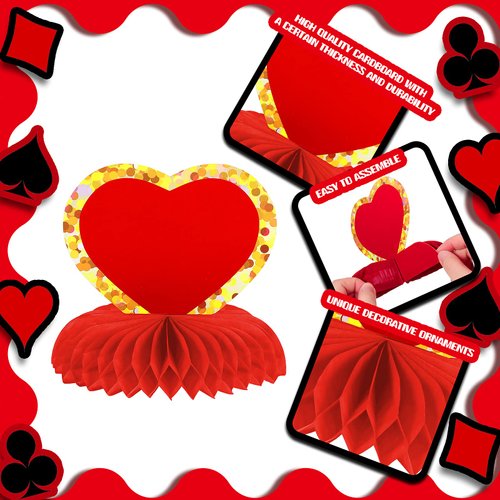 8 Pieces Casino Birthday themed Party Decorations Set, Poker Honeycomb Centerpieces Honeycomb Table Centerpieces Playing Card Sign Decoration for Casino Poker Theme Birthday Party Supplies, 8 Designs