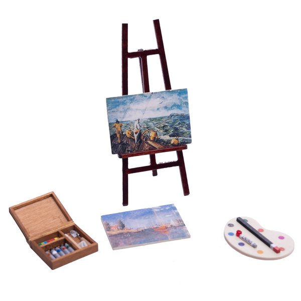 Fateanuki Doll House Accessory Painting Tool Set Miniature Dollhouse Toy Balcony Patio Furnitures Decoration Accessories 1 12 Scale